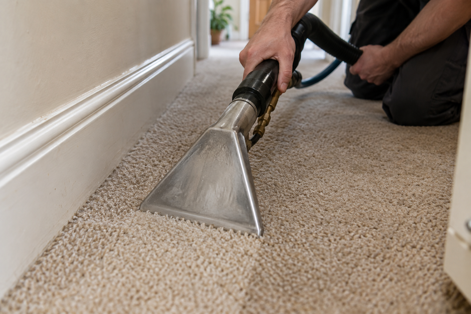 Close-up of extraction cleaning on corridors / hall & landing.